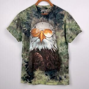 Chemistry tie dye bald eagle with aviators small graphic tee
